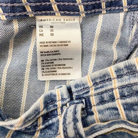 American Eagle Stretch Highest Waist Mom Paper Bag Shorts Striped 00 - Picture 11 of 13
